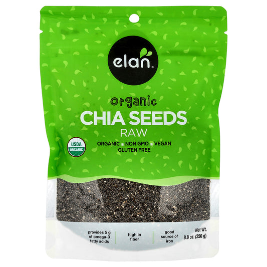 Elan, Organic Chia Seeds, Raw , 8.8 oz (250 g)