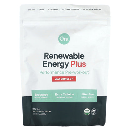 Ora, Renewable Energy Plus, Performance Pre-Workout, Watermelon, 7.1 oz (200 g)