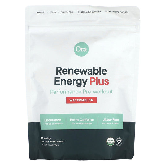 Ora, Renewable Energy Plus, Performance Pre-Workout, Watermelon, 7.1 oz (200 g)