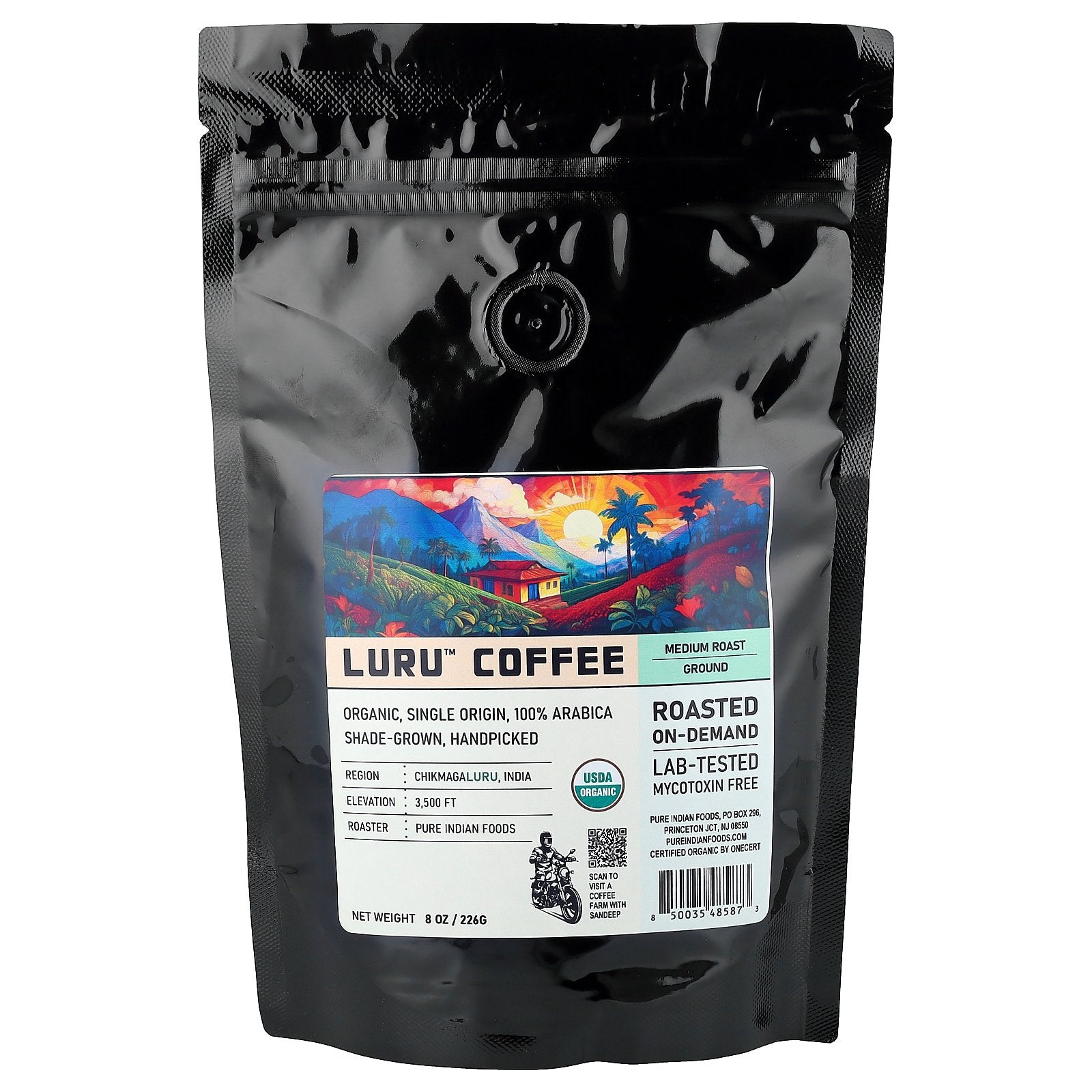 Pure Indian Foods, Luru™ Coffee, Ground, Medium Roast, 8 oz (226 g)