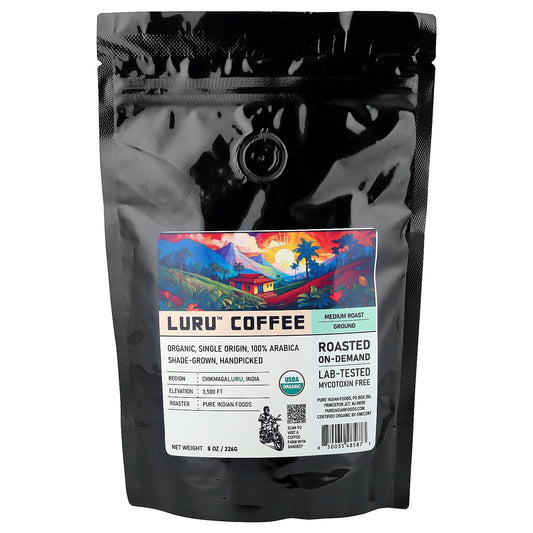 Pure Indian Foods, Luru™ Coffee, Ground, Medium Roast, 8 oz (226 g)