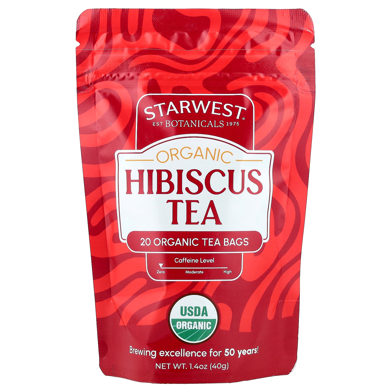 Starwest Botanicals, Organic Hibiscus Tea, Caffeine Free, 20 Organic Tea Bags, 1.4 oz (40 g)