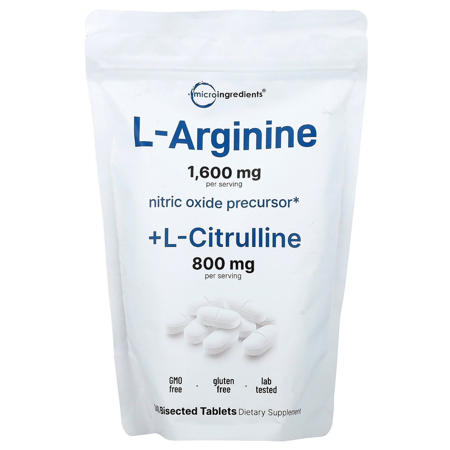 Micro Ingredients, L Arginine + L-Citrulline, 240 Bisected Tablets