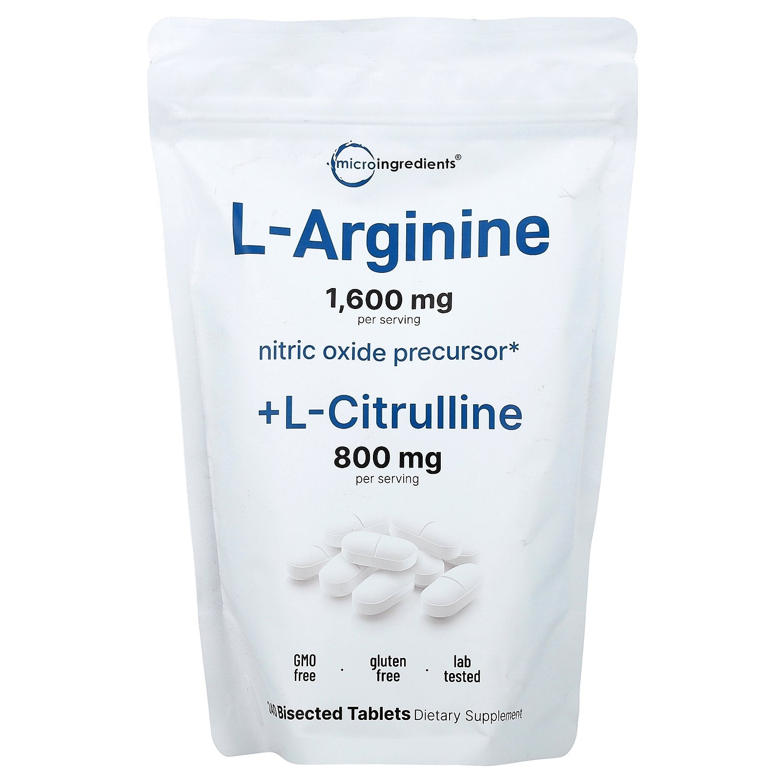 Micro Ingredients, L Arginine + L-Citrulline, 240 Bisected Tablets
