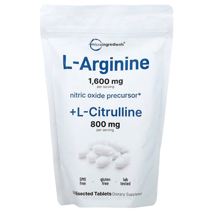 Micro Ingredients, L Arginine + L-Citrulline, 240 Bisected Tablets