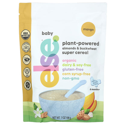 Else, Baby, Plant-Powered Almonds & Buckwheat Super Cereal, 6 Months+, Mango, 7 oz (198 g)