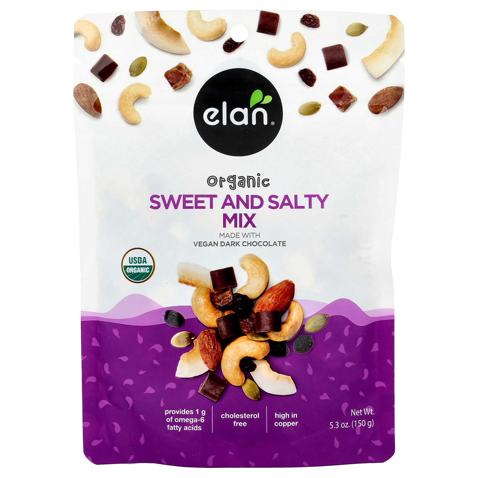 Elan, Organic Sweet and Salty Mix With Dark Chocolate, 5.3 oz (150 g)