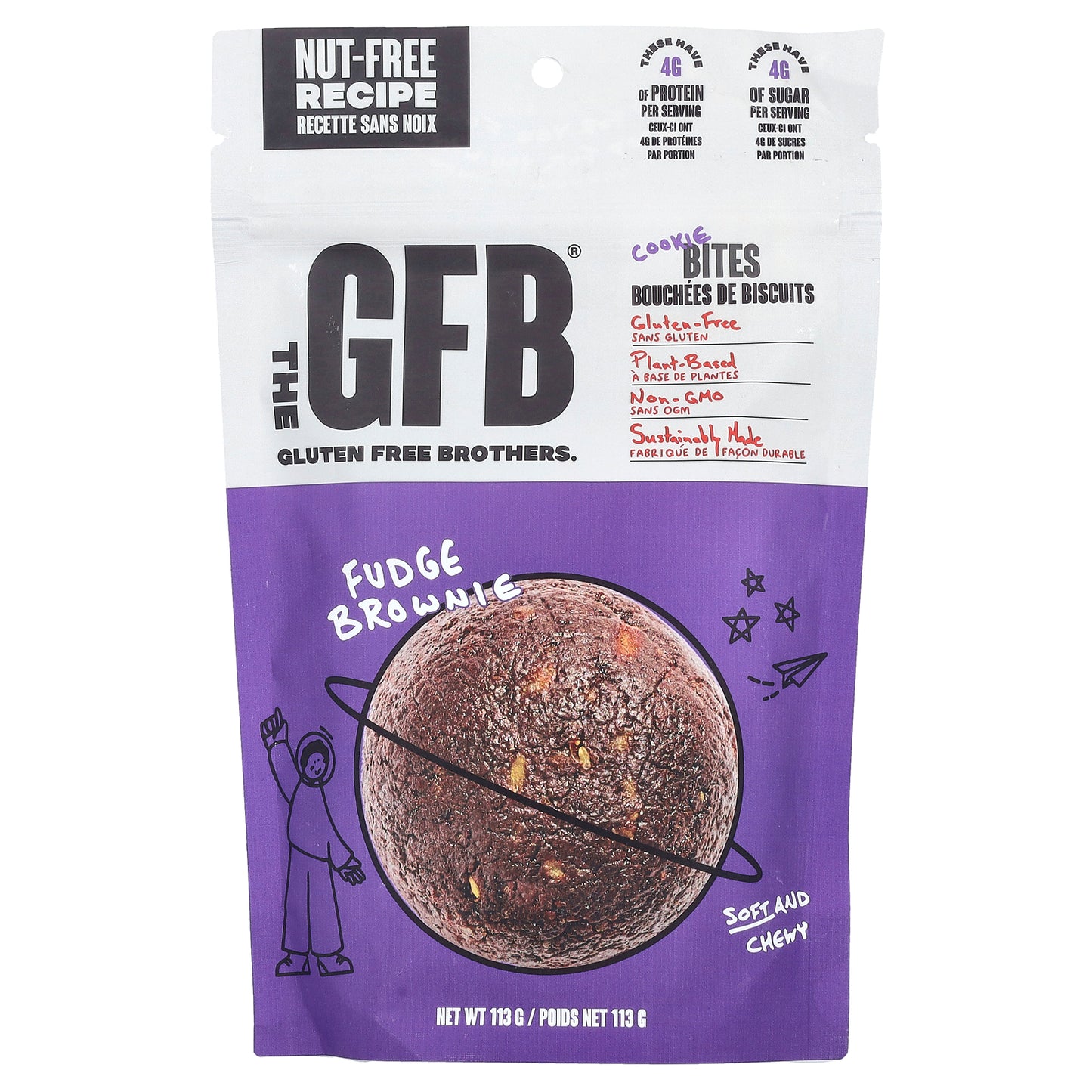 The GFB, Gluten Free Cookie Bites, Fudge Brownie, 113 g