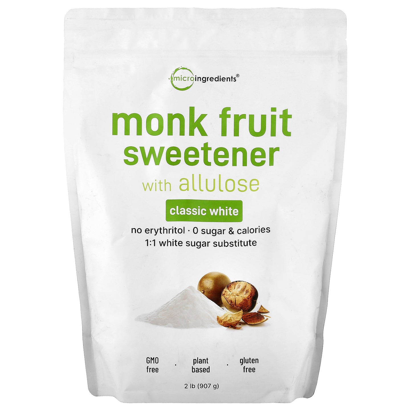 Micro Ingredients, Monk Fruit Sweetener with Allulose, Classic White, 2 lb (907 g)