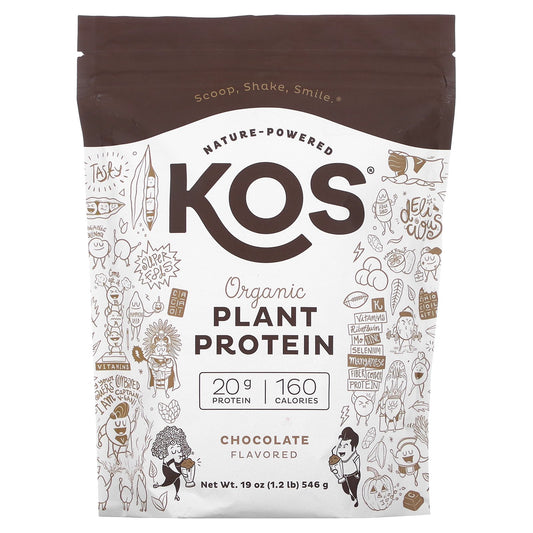 KOS, Organic Plant Protein, Chocolate, 1.2 lb (546 g)