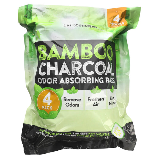 basicConcepts, Bamboo Charcoal, Odor Absorbing Bags , 4 Pack