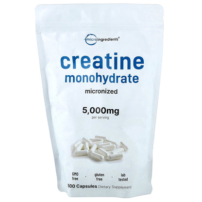 Micro Ingredients, Creatine Monohydrate, 500 Capsules (714.28 mg per Capsule)