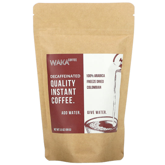 Waka Coffee, 100% Arabica Instant Coffee, Colombian, Medium Roast, Decaffeinated, 3.5 oz (99 g)