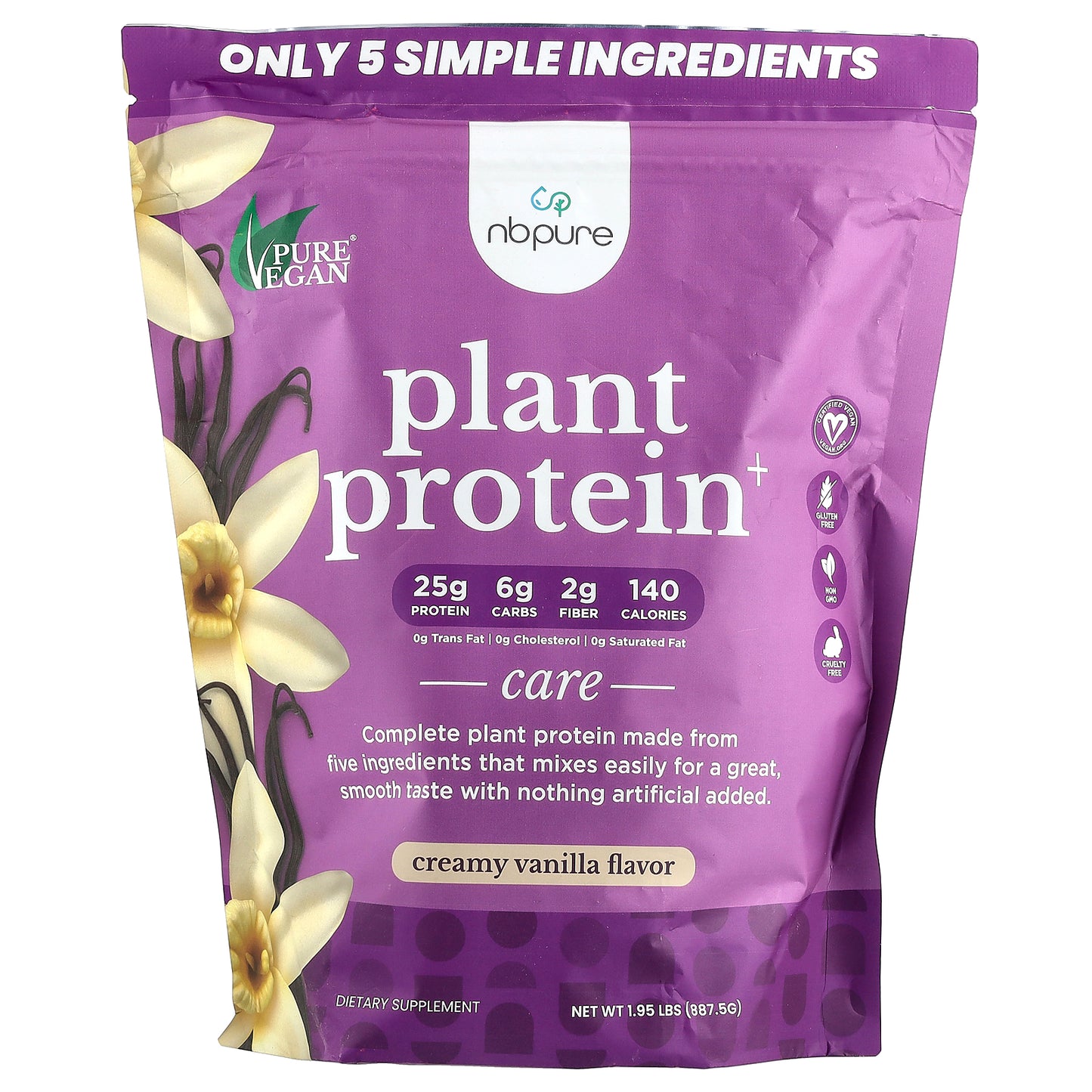 NB Pure, Plant Protein+, Creamy Vanilla, 1.95 lbs (887.5 g)