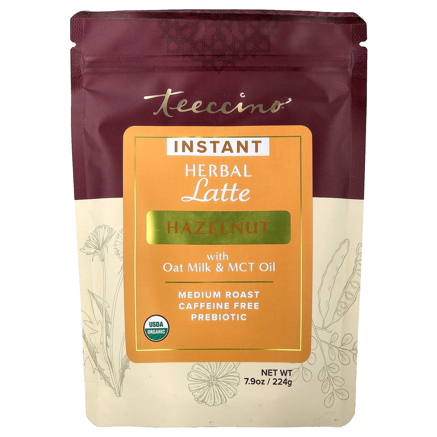 Teeccino, Instant Herbal Latte, Hazelnut, Medium Roast, Caffeine Free, 7.9 oz (224 g)