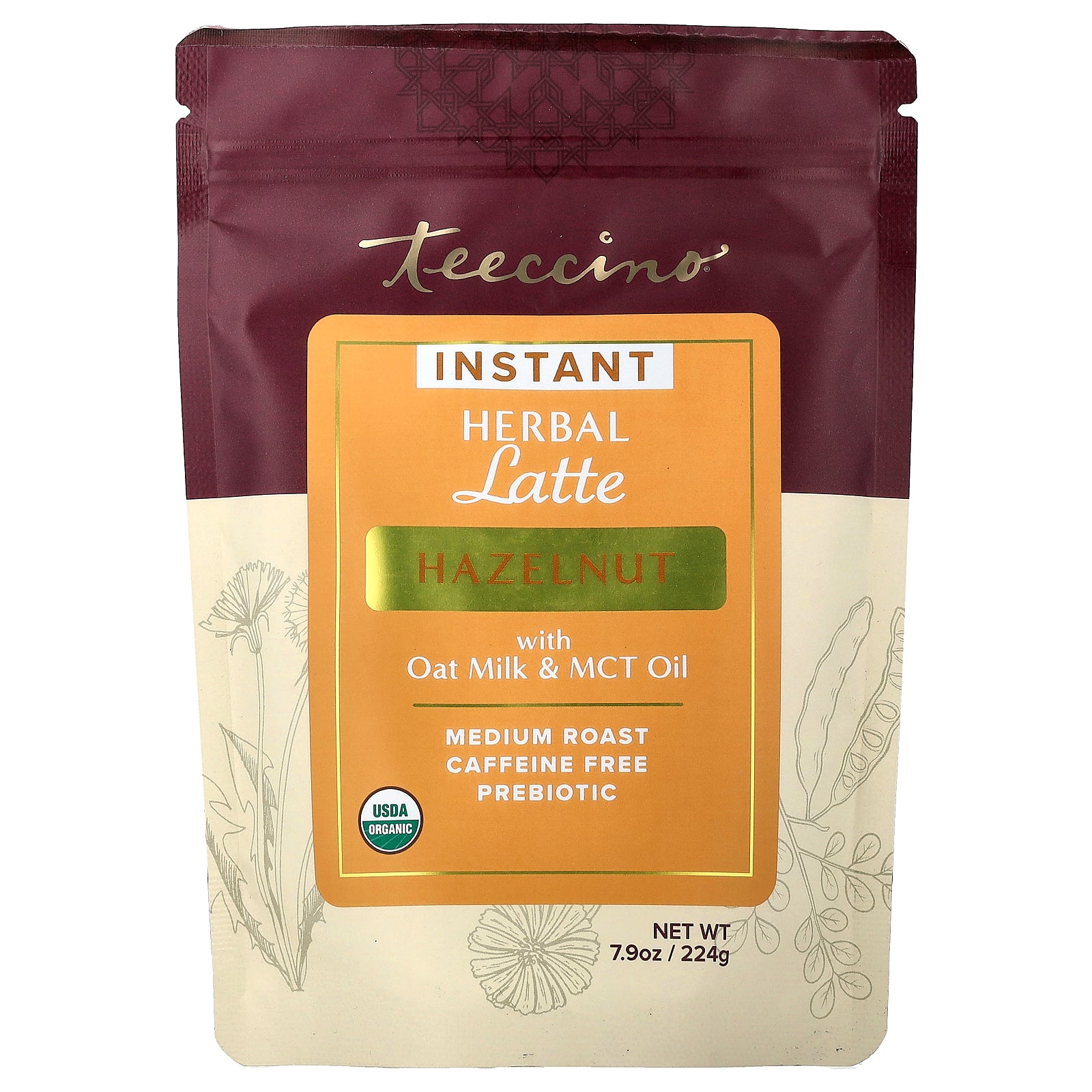 Teeccino, Instant Herbal Latte, Hazelnut, Medium Roast, Caffeine Free, 7.9 oz (224 g)