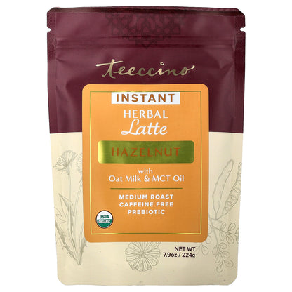 Teeccino, Instant Herbal Latte, Hazelnut, Medium Roast, Caffeine Free, 7.9 oz (224 g)