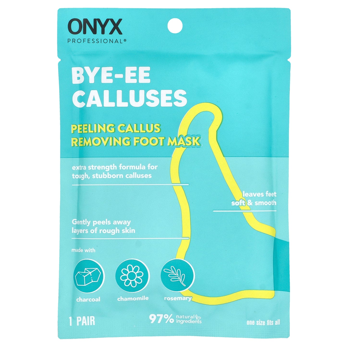 Onyx Professional, Bye-EE Calluses, Peeling Callus Removing Foot Mask, 1 Pair
