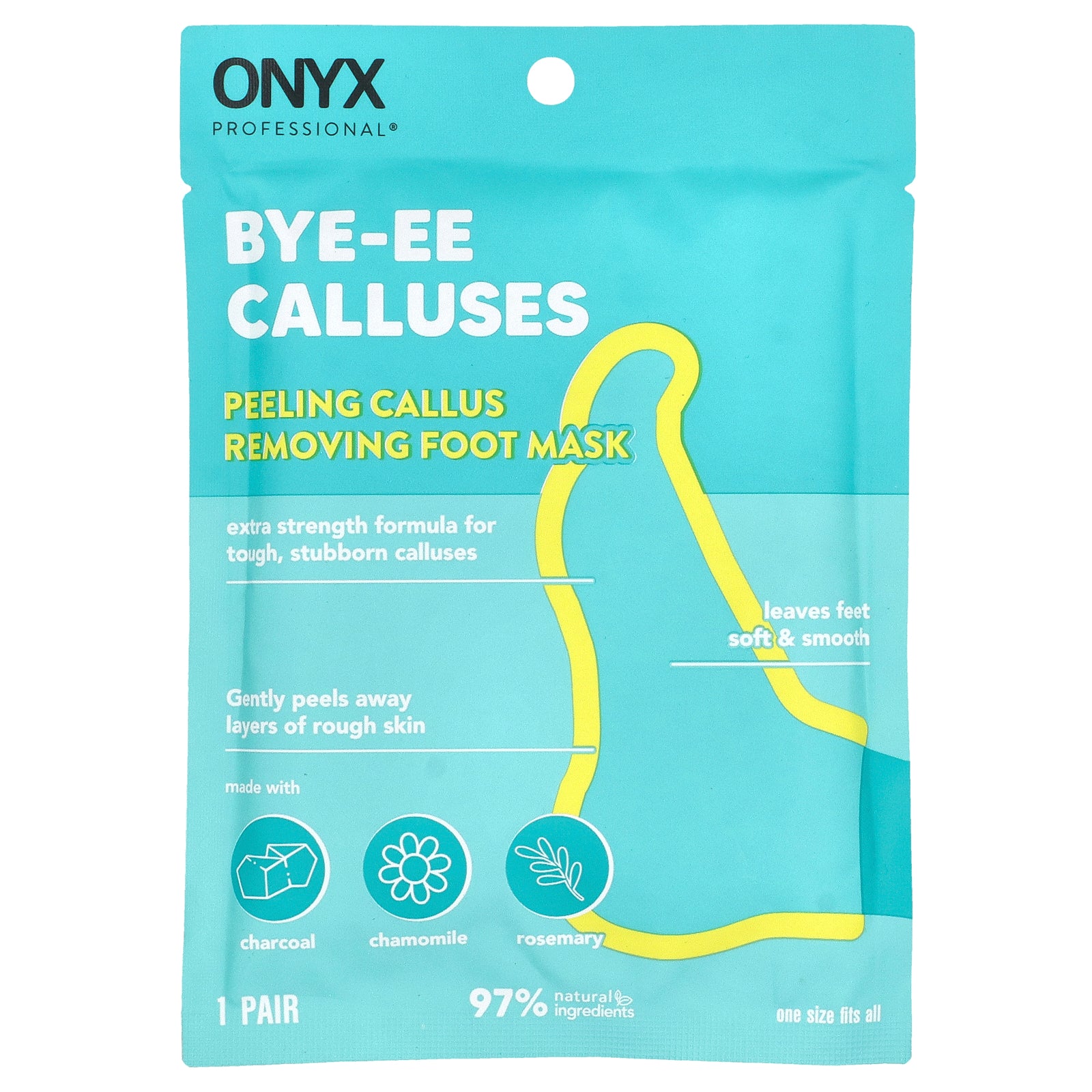 Onyx Professional, Bye-EE Calluses, Peeling Callus Removing Foot Mask, 1 Pair