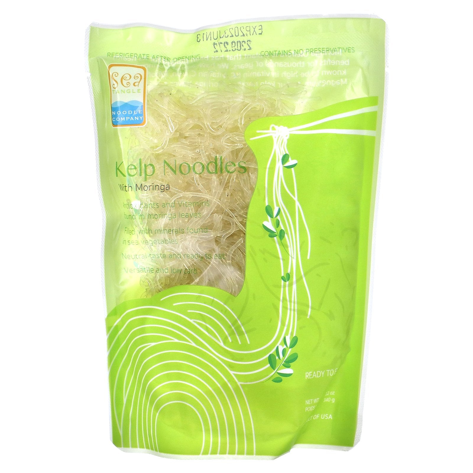 Sea Tangle Noodle Company, Kelp Noodles with Moringa, 12 oz (340 g)