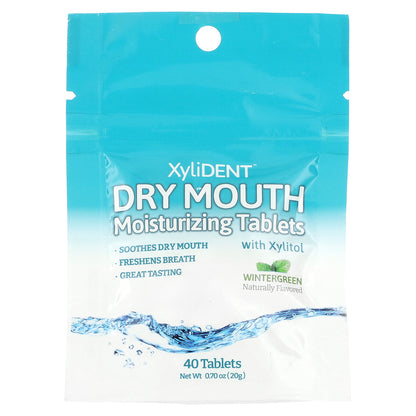 XyliDENT, Dry Mouth Moisturizing Tablets with Xylitol, Wintergreen, 40 Tablets