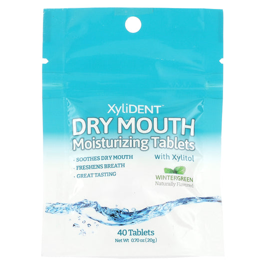 XyliDENT, Dry Mouth Moisturizing Tablets with Xylitol, Wintergreen, 40 Tablets