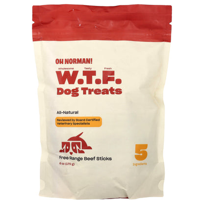 Oh Norman, Dog Treats, Free Range Beef Sticks , 6 oz (170 g)