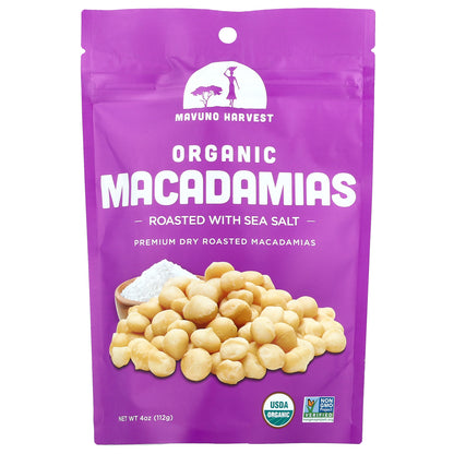Mavuno Harvest, Organic Macadamias, Roasted With Sea Salt, 4 oz (112 g)