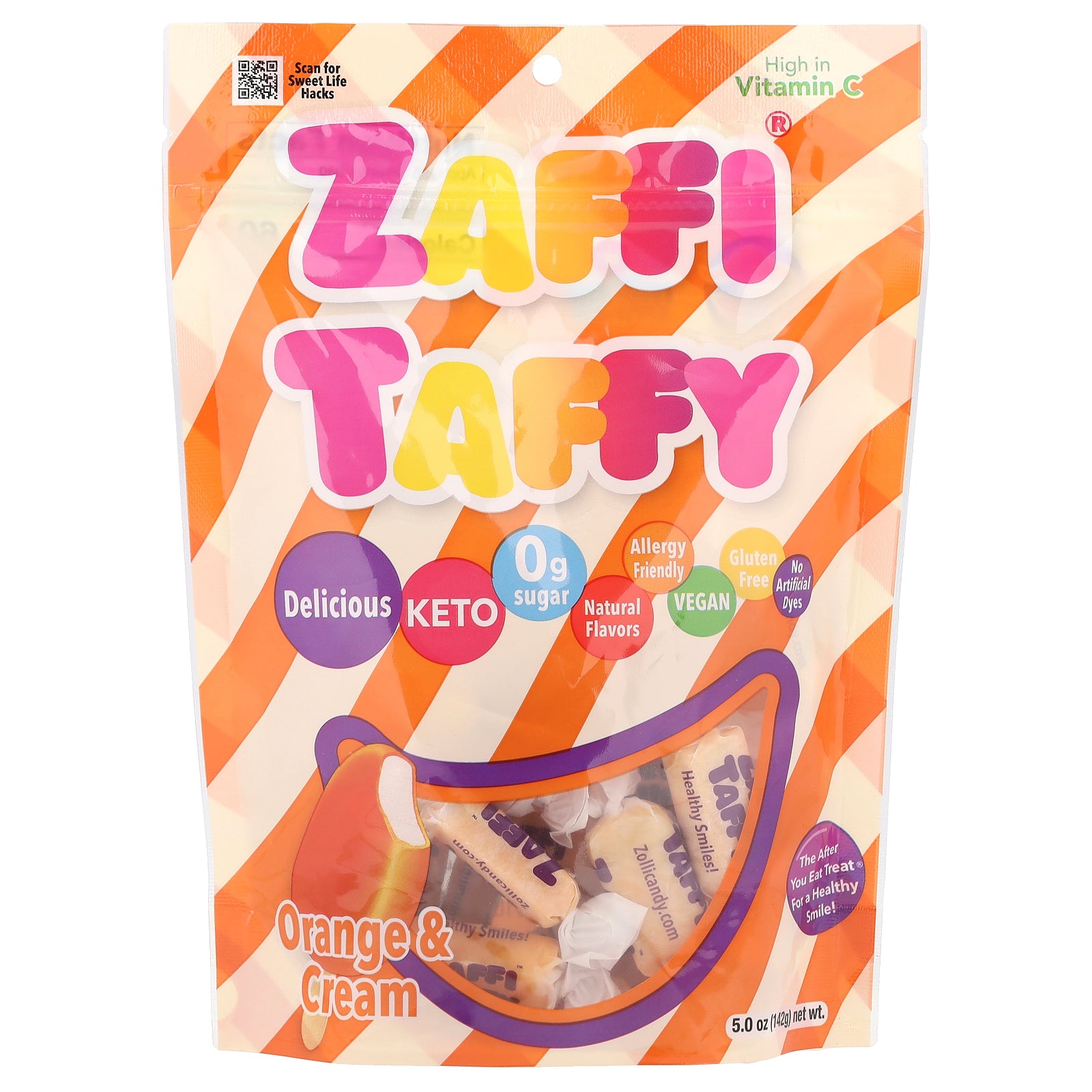 Zollipops, Zaffi® Taffy, Orange & Cream, 5 oz (142 g)