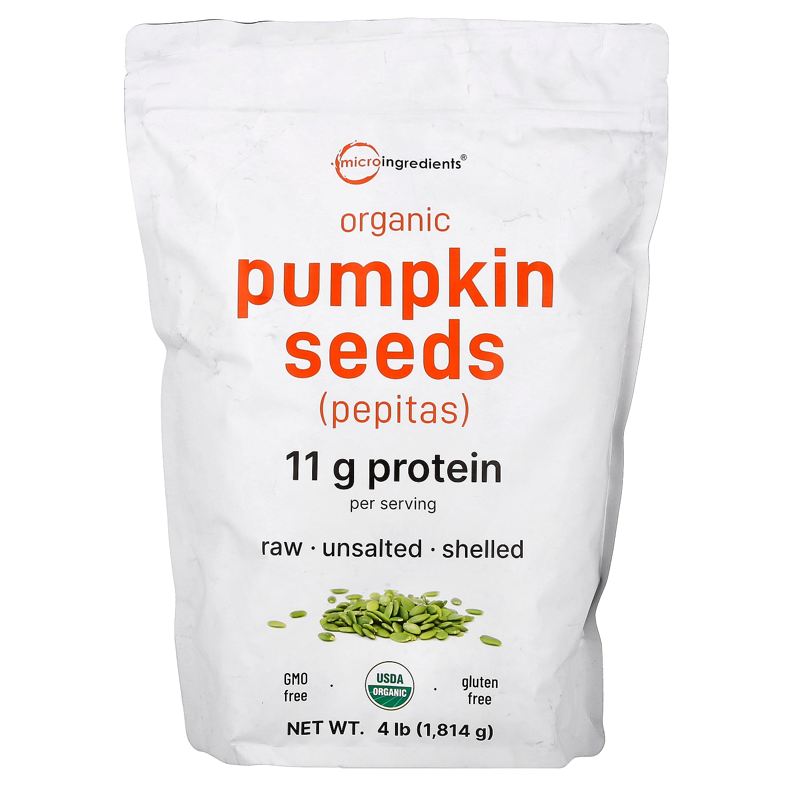 Micro Ingredients, Organic Pumpkin Seeds, Unsalted, 4 lb (1,814 g)
