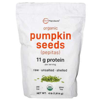Micro Ingredients, Organic Pumpkin Seeds, Unsalted, 4 lb (1,814 g)