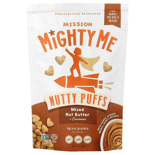 Mission MightyMe, Nutty Puffs, Mixed Nut Butter + Cinnamon, 1.5 oz (42 g)