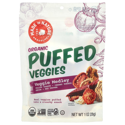 Made in Nature, Organic Puffed Veggies, Veggie Medley, 1 oz (28 g)