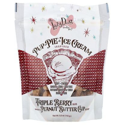 Lazy Dog Cookie, Pup-Pie® & Ice Cream, Treats For Dogs, Triple Berry Slice Swirled with Peanut Butter Cup Scoop, 5 oz (142 g)