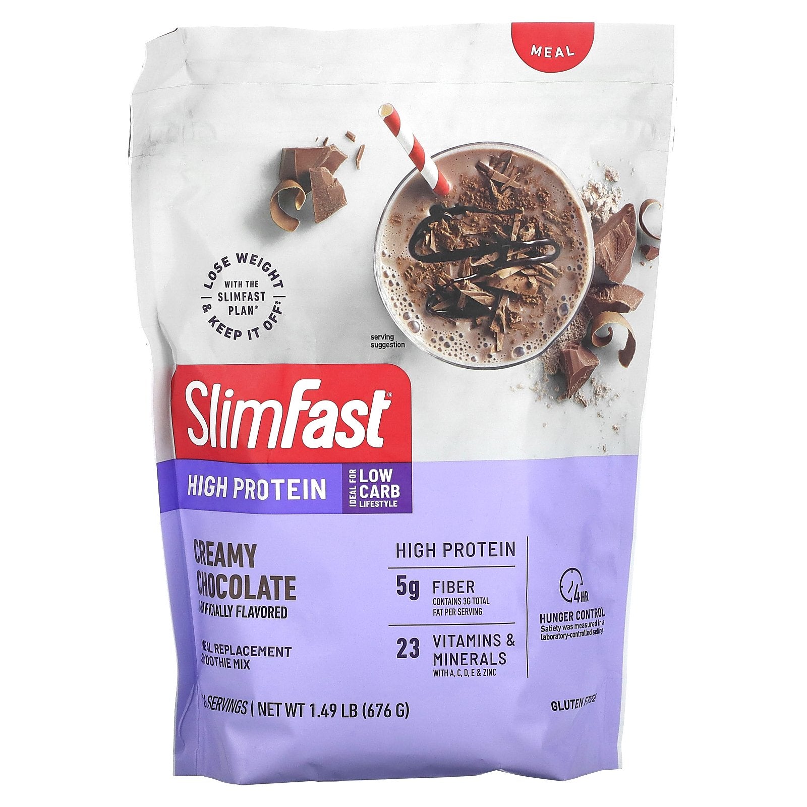 SlimFast, High Protein, Meal Replacement Smoothie Mix, Creamy Chocolate, 1.49 lb (676 g)