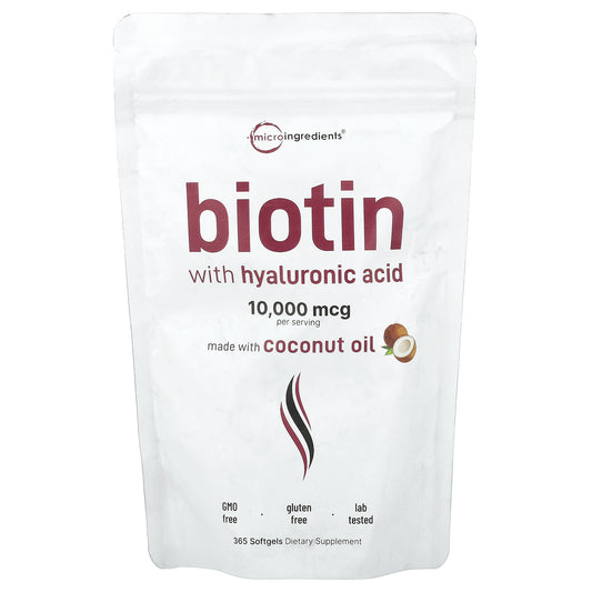 Micro Ingredients, Biotin with Hyaluronic Acid, 365 Softgels