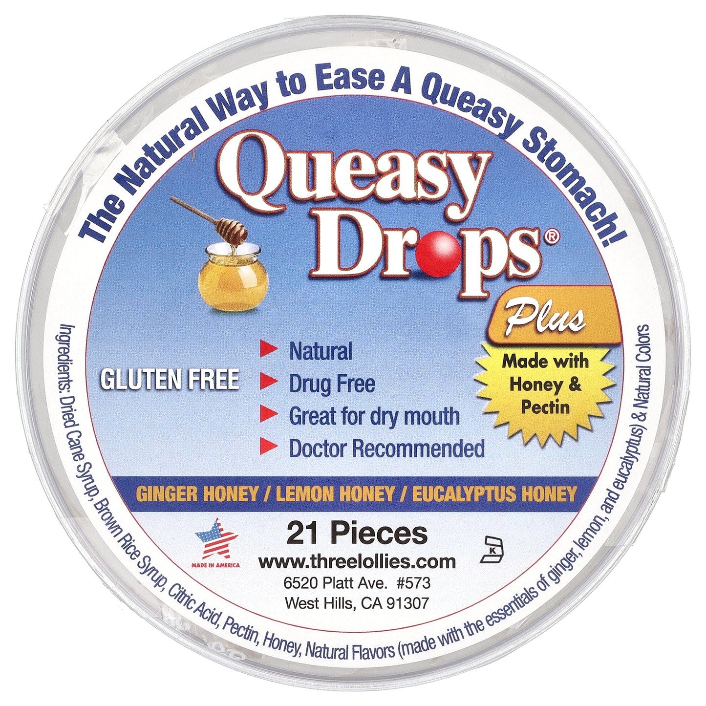 Preggie, Queasy Drops® Plus, Assorted Honey, 21 Pieces