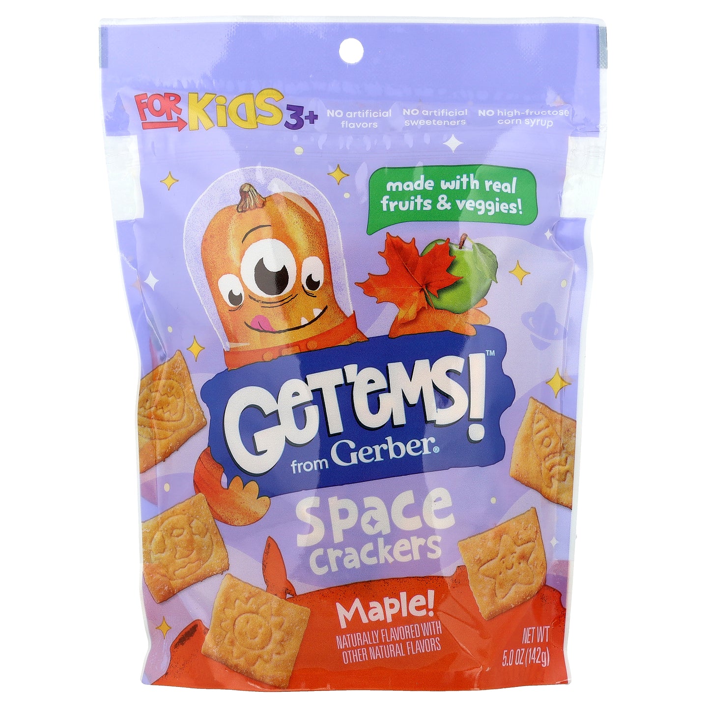 Gerber, Get'ems!™, Space Crackers, For Kids 3+, Maple, 5 oz (142 g)
