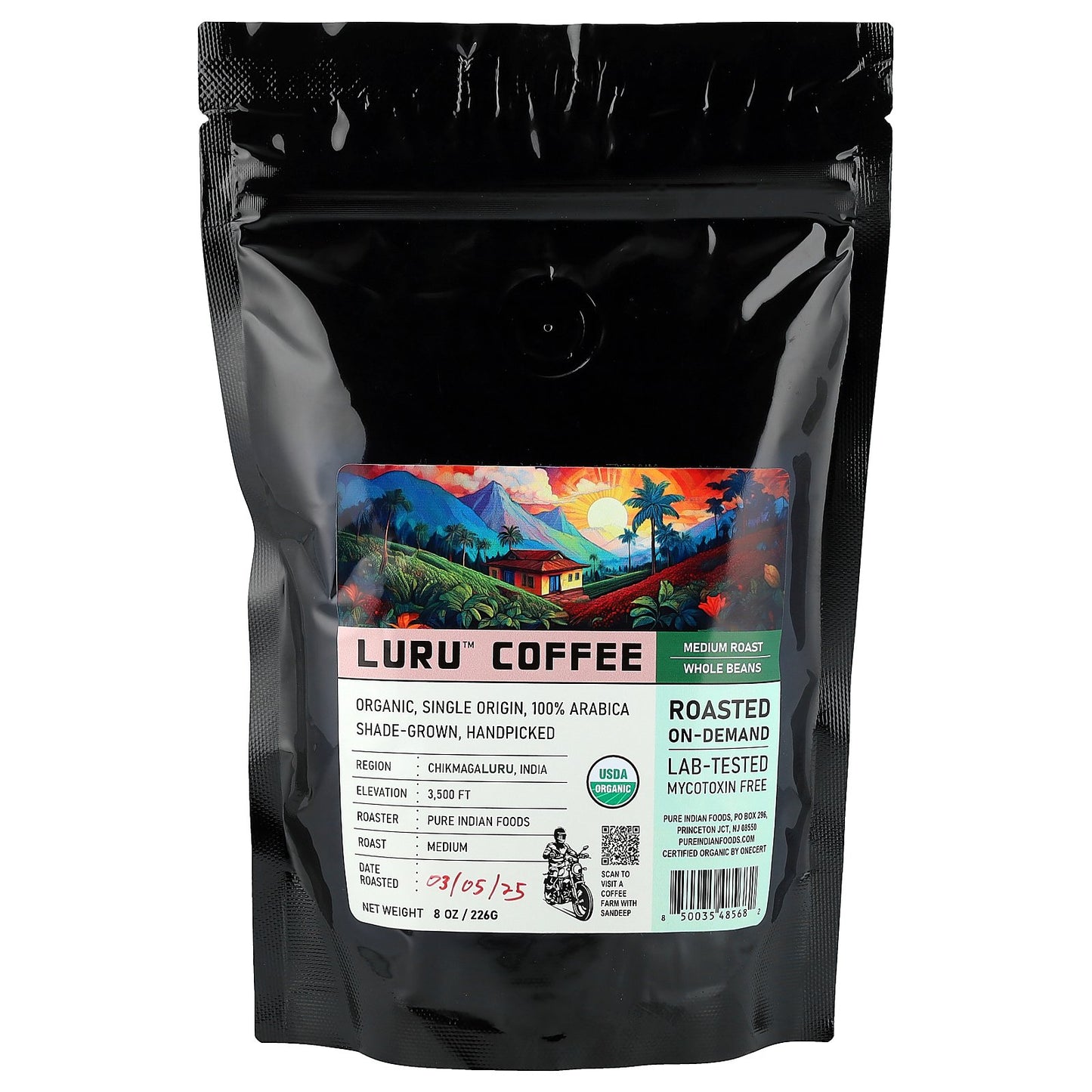 Pure Indian Foods, Luru™ Coffee, Whole Beans, Medium Roast, 8 oz (226 g)