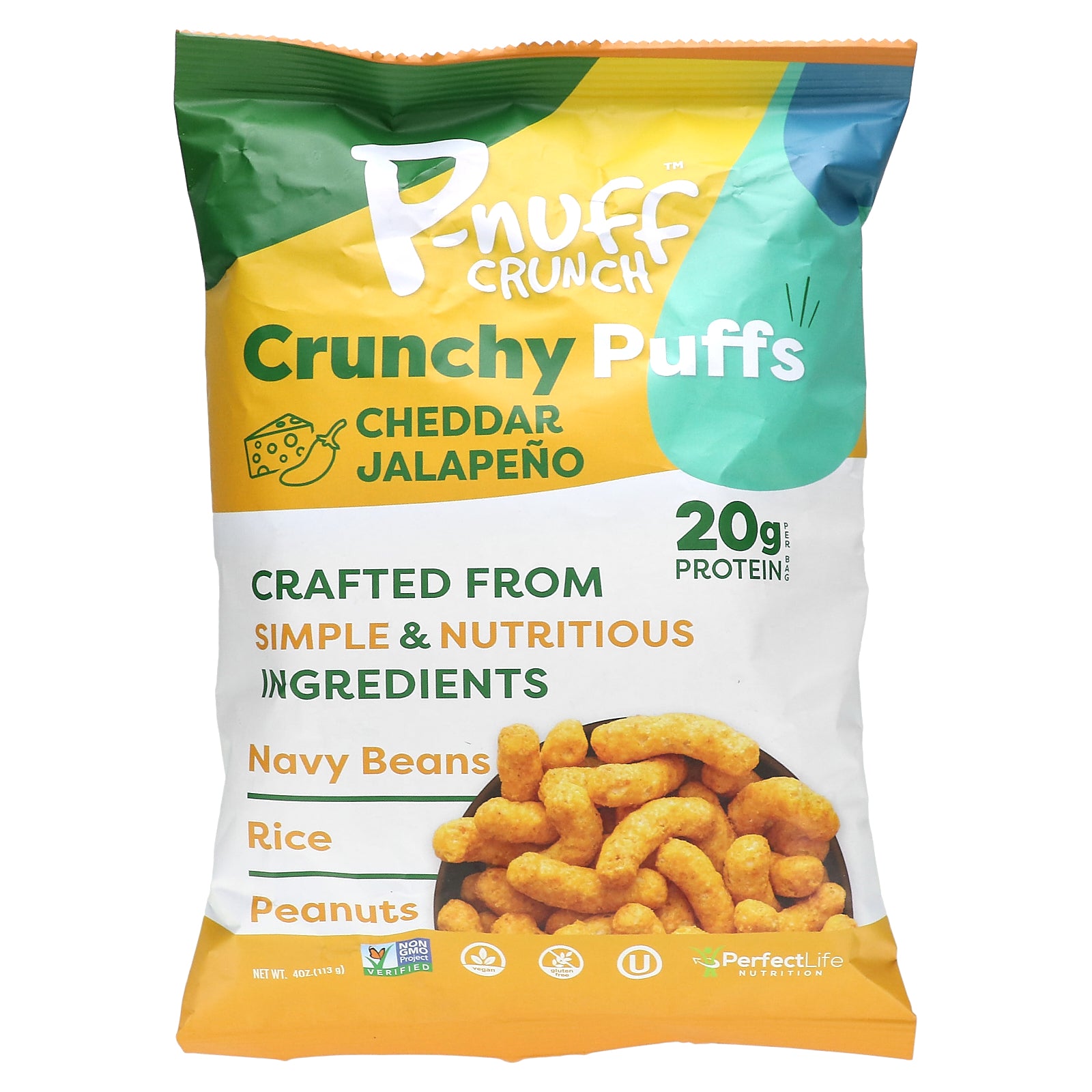 P-Nuff, Crunch, Crunchy Puffs, Cheddar Jalapeño, 4 oz (113 g)