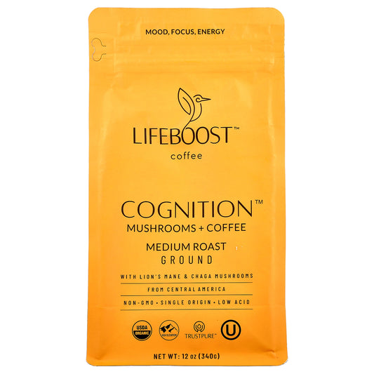 Lifeboost, Cognition™, Mushrooms + Coffee, Ground, Medium Roast, 12 oz (340 g)