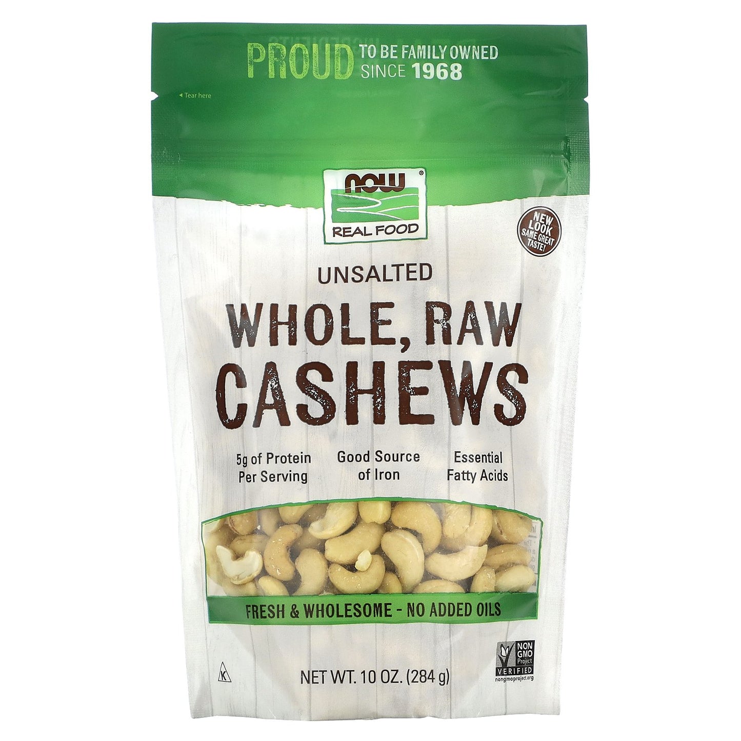 NOW Foods, Real Food, Whole, Raw Cashews, Unsalted, 10 oz (284 g)