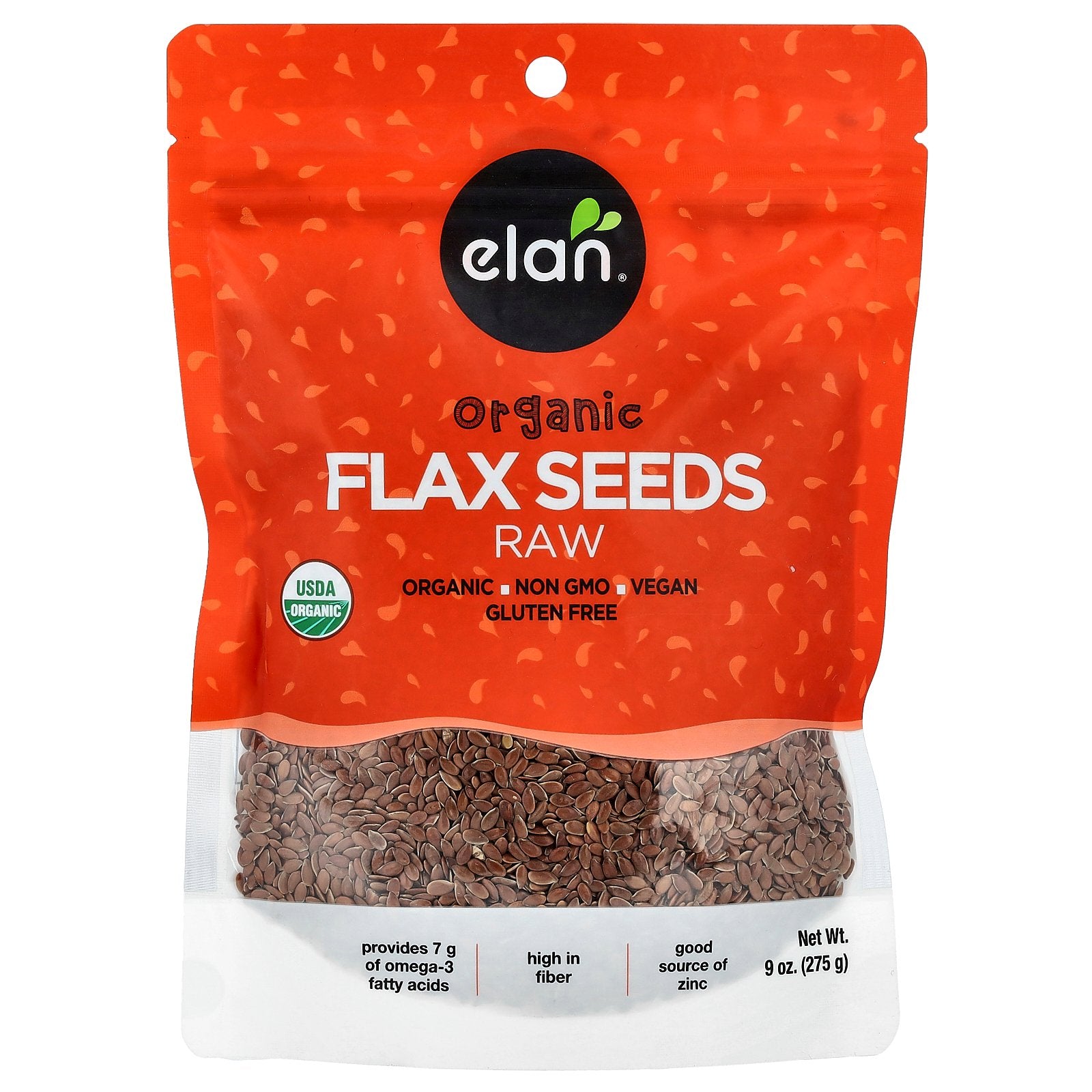 Elan, Organic Flax Seeds, Raw, 9 oz (275 g)