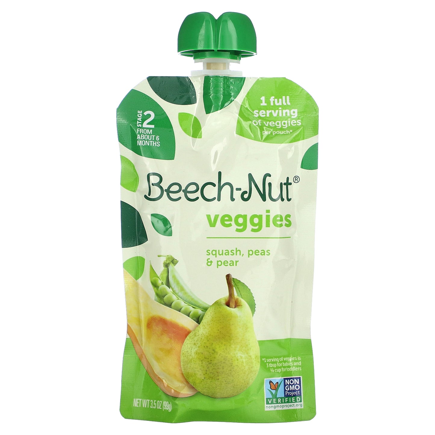 Beech-Nut, Veggies, 6+ Months, Squash, Peas & Pear, 3.5 oz (99 g)