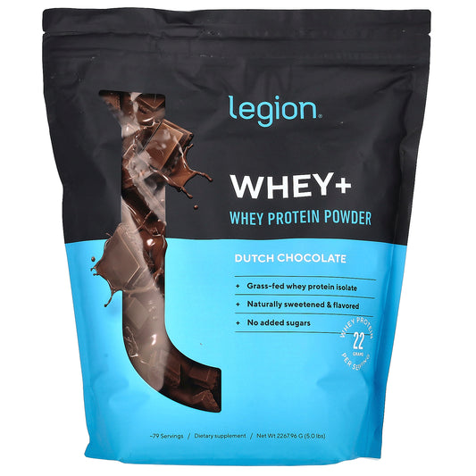 Legion Athletics, Whey+, Whey Protein Powder, Dutch Chocolate, 5 lbs (2267.96 g)