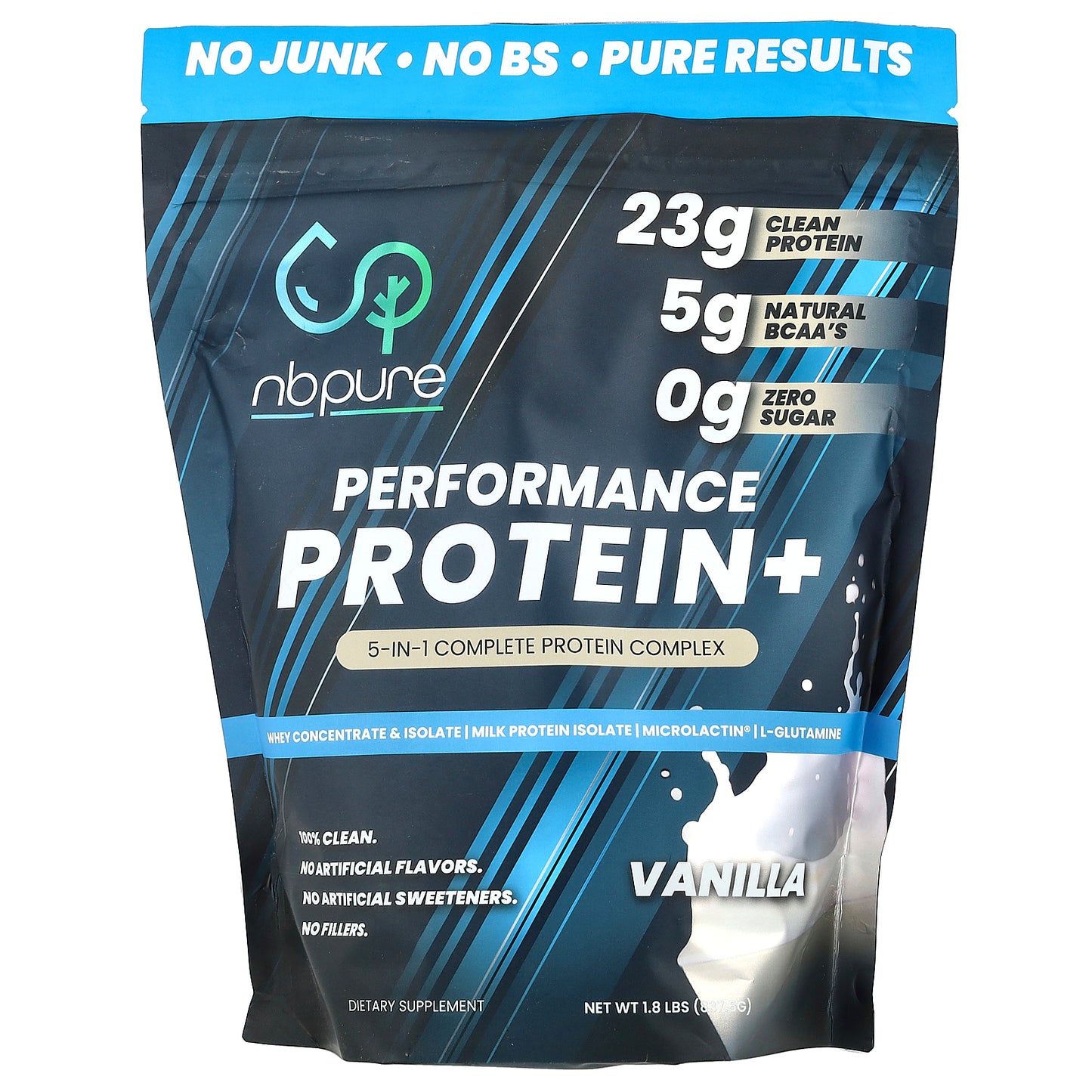 NB Pure, Performance Protein+, Vanilla, 1.8 lbs (837.5 g)
