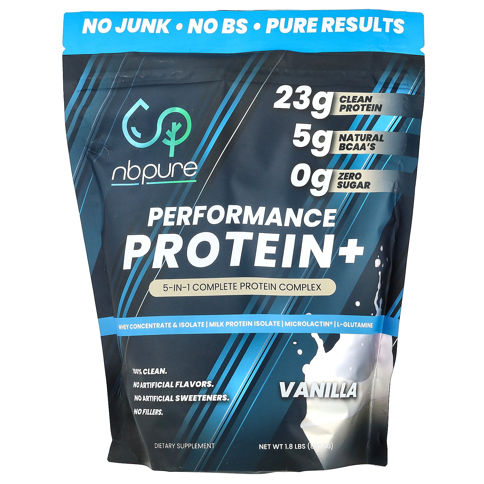 NB Pure, Performance Protein+, Vanilla, 1.8 lbs (837.5 g)