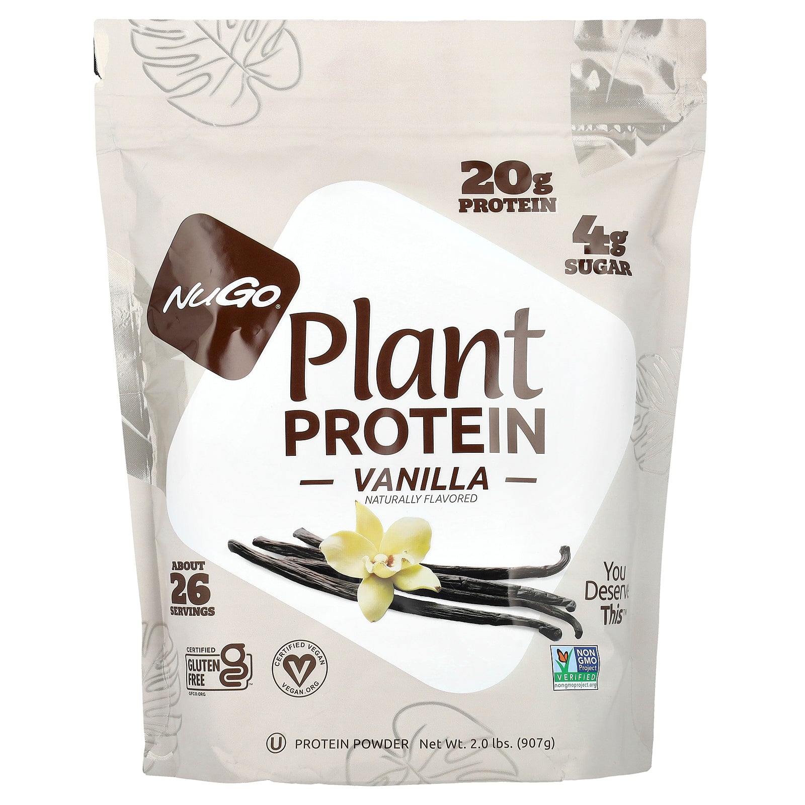 NuGo Nutrition, Plant Protein, Vanilla, 2 lbs (907 g)