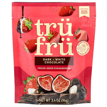 Tru Fru, Freeze-Dried Strawberries, Dark + White Chocolate, 3.4 oz (96 g)