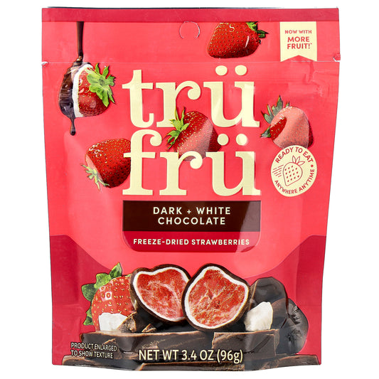 Tru Fru, Freeze-Dried Strawberries, Dark + White Chocolate, 3.4 oz (96 g)